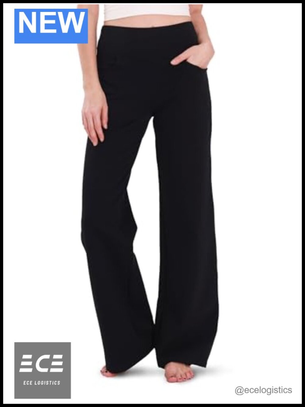 Wide Leg Yoga Pants High Waist Cotton Spandex Lounge Trousers Pockets